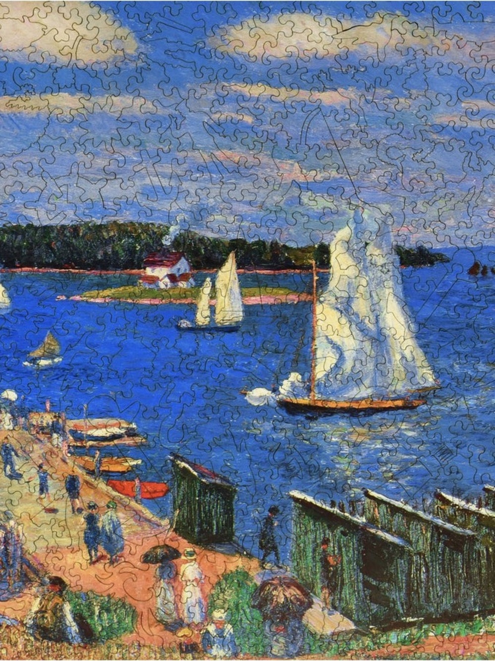 Liberty Puzzles wooden jigsaw puzzle titled "Mahone Bay" featuring the painting - Picture 10 of 11